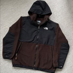 The North Face Brown and Black Hooded Denali Fleece Jacket